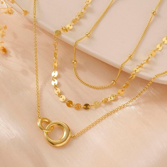 Christmas gift gold Style 03 plated layered necklaces women dainty choker set - Picture 7 of 7